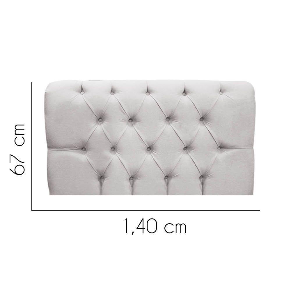 Painel Cabeceira Estofada Paris 140cm Cama Box Casal Corino Cinza Claro- Mabe Magazine - 2