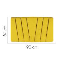 Painel Cabeceira Estofada Bélgica 90cm Cama Box Solteiro Veludo Amarelo- Mabe Magazine - 2