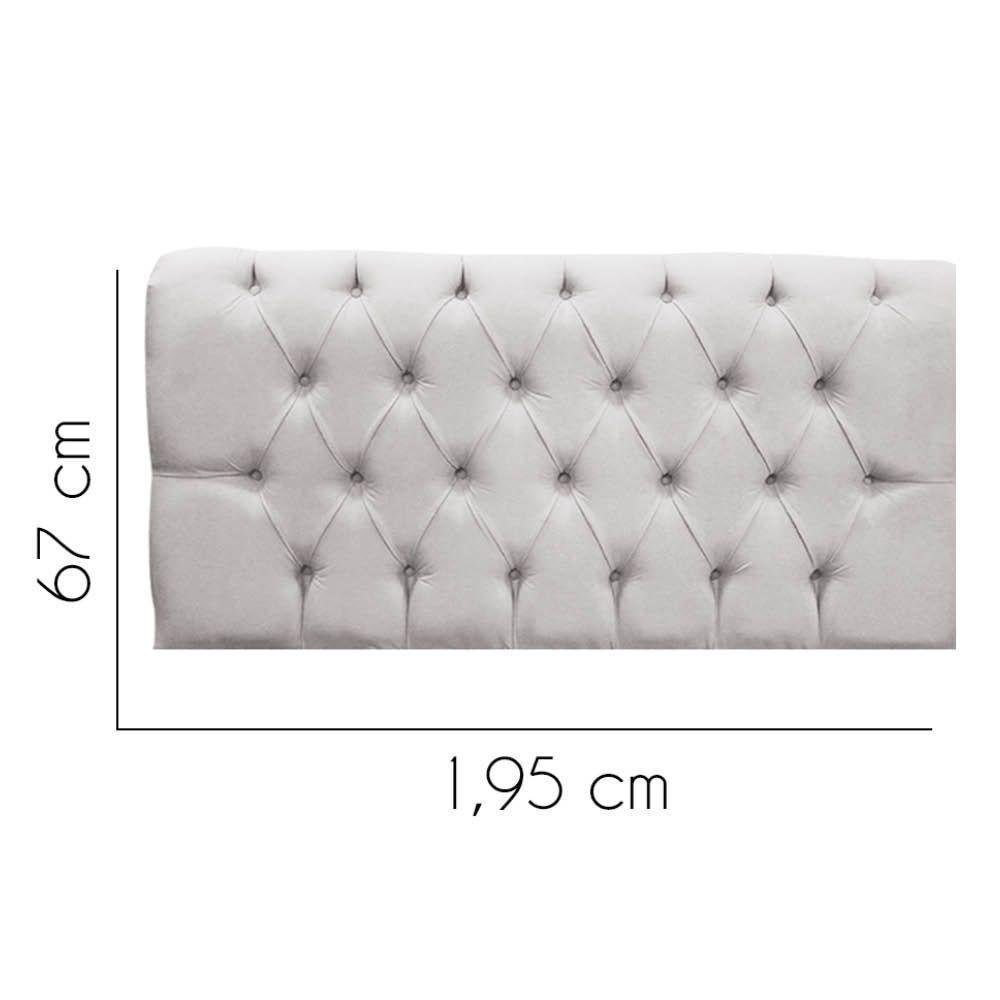 Painel Cabeceira Estofada Paris 195cm Cama Box King Corino Cinza Claro- Mabe Magazine - 2