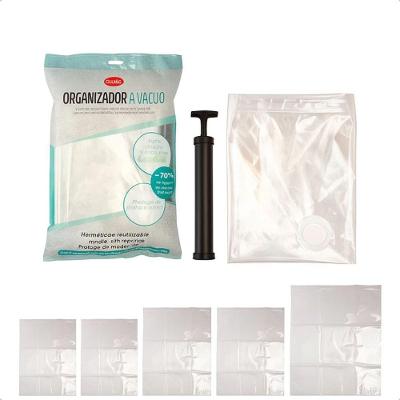 Kit 6 Pcs Saco A Vacuo Bomba Plastico Pet E Pe 60 Cm X 80 Cm