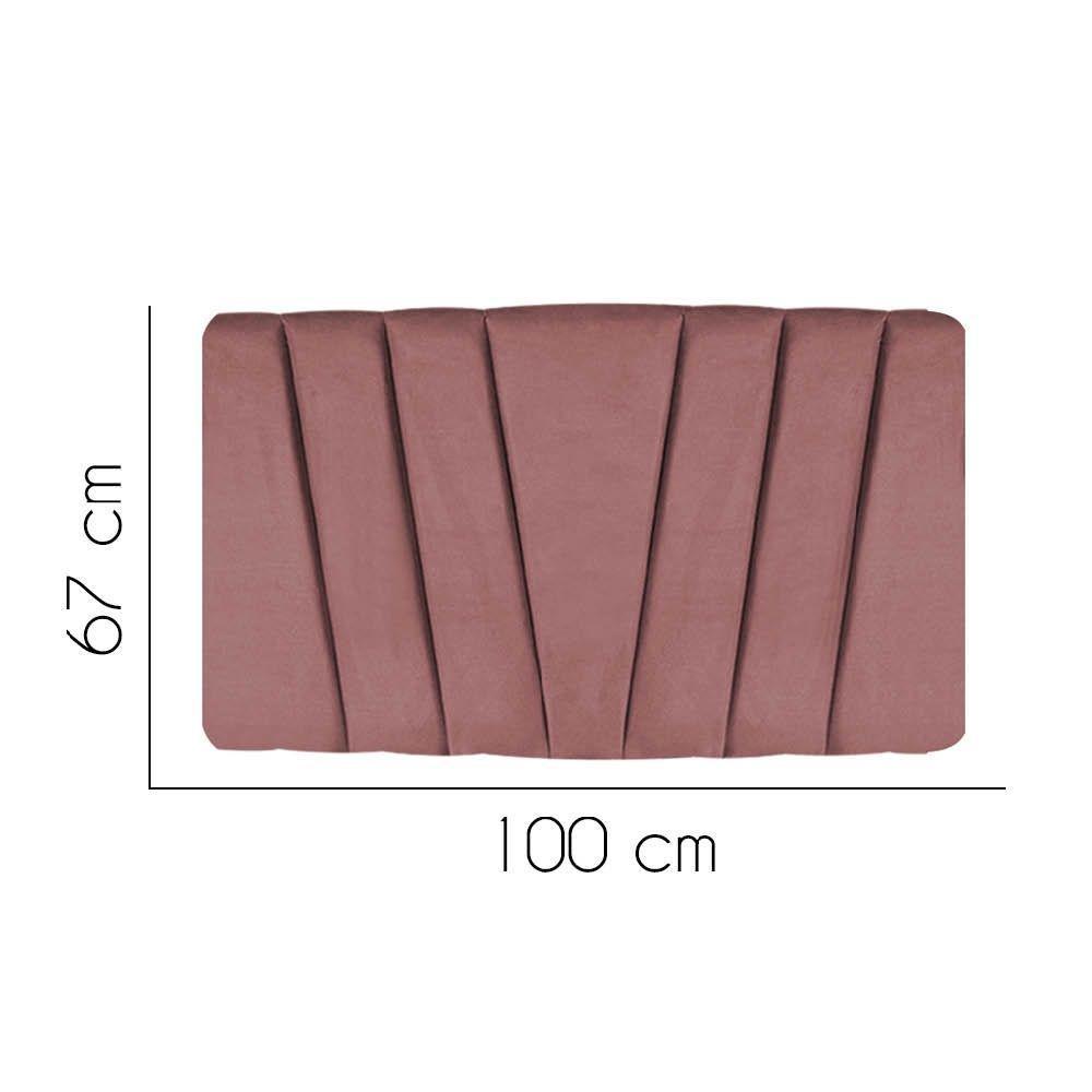 Painel Cabeceira Estofada Bélgica 100cm Cama Box Solteiro Veludo Rose- Mabe Magazine - 2