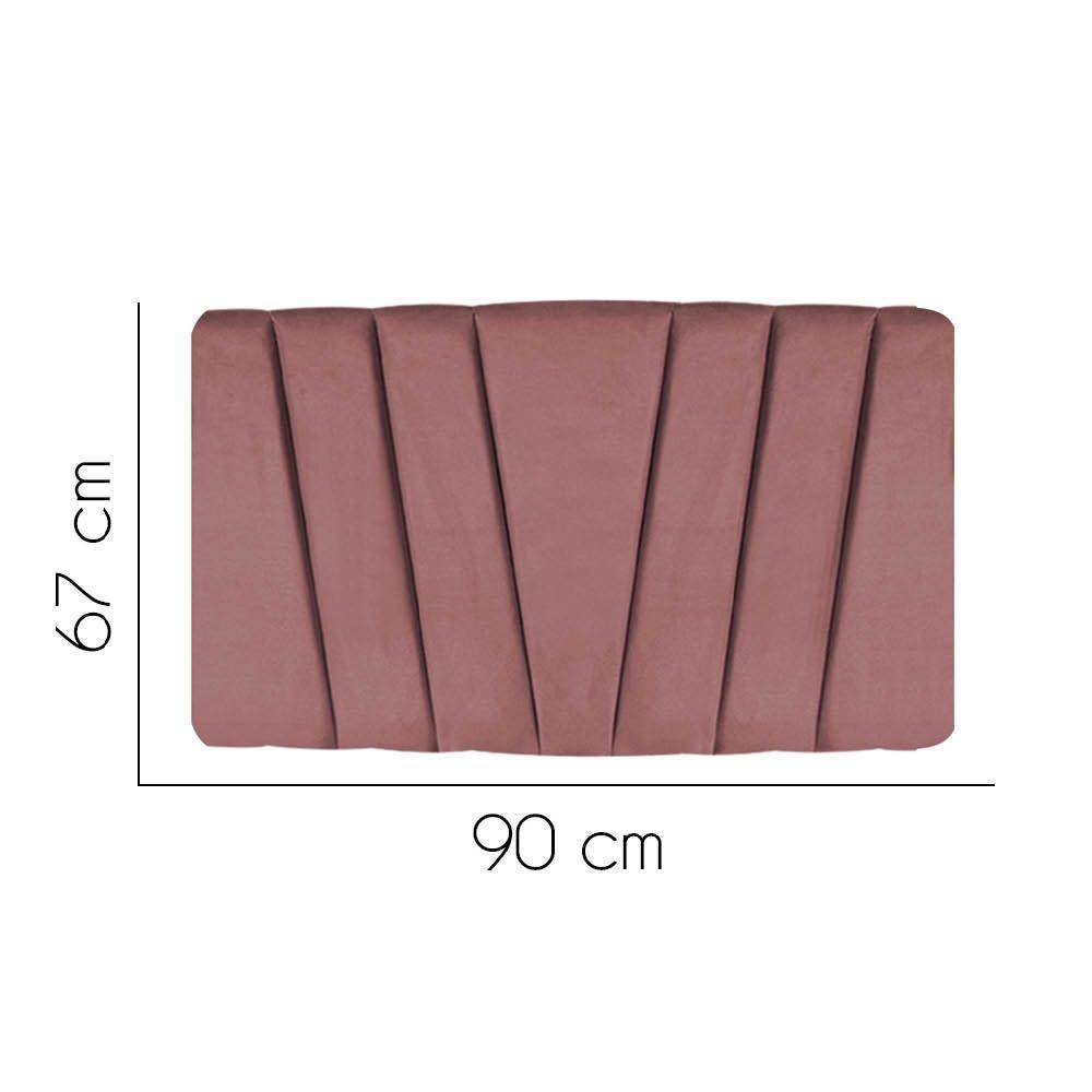 Painel Cabeceira Estofada Bélgica 90cm Cama Box Solteiro Veludo Rose- Mabe Magazine - 2