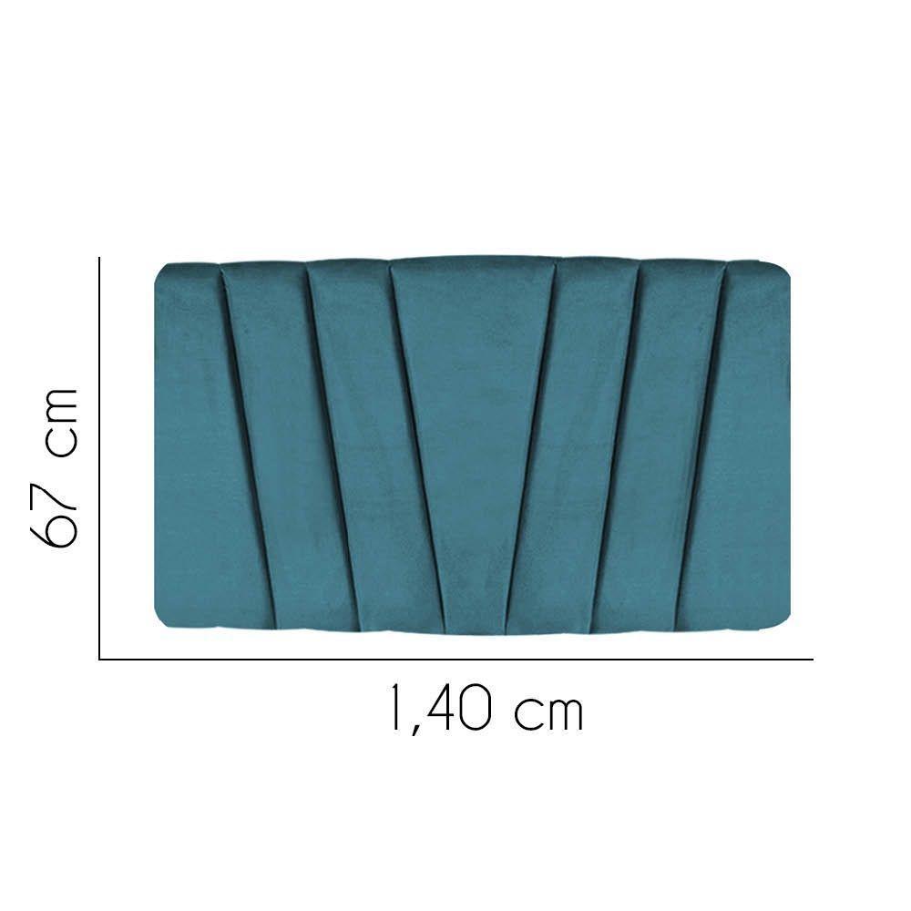 Painel Cabeceira Estofada Bélgica 140cm Cama Box Casal Corino Azul Turquesa- Mabe Magazine - 2