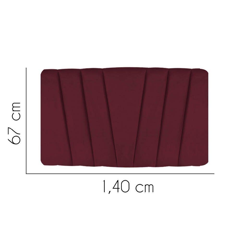 Painel Cabeceira Estofada Bélgica 140cm Cama Box Casal Corino Bordo- Mabe Magazine - 2