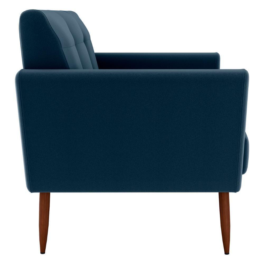 Poltrona Decorativa Pes Palito Cancun Veludo E433 Milani Store Azul - 6