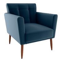 Poltrona Decorativa Pes Palito Cancun Veludo E433 Milani Store Azul - 1