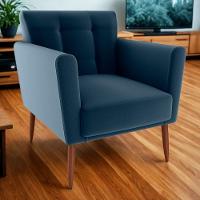 Poltrona Decorativa Pes Palito Cancun Veludo E433 Milani Store Azul - 2