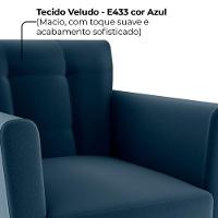 Poltrona Decorativa Pes Palito Cancun Veludo E433 Milani Store Azul - 5