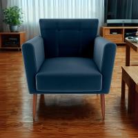 Poltrona Decorativa Pes Palito Cancun Veludo E433 Milani Store Azul - 8