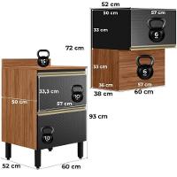 Balcao Com Tampo E Armario Aereo 60 Cm Mdf Proenca Nogueira Carbono Prime Demartez Nogueira Carbono Prime - 3