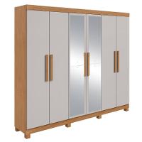 Guarda Roupa Casal 6 Portas Easy Slim Com Espelho E Pés Amendoa/off White - 2