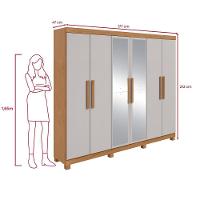 Guarda Roupa Casal 6 Portas Easy Slim Com Espelho E Pés Amendoa/off White - 3