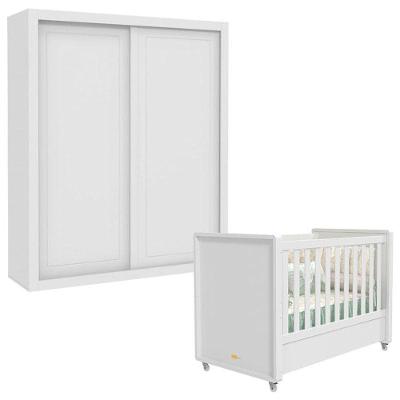 Berço Americano E Guarda Roupa 2 Portas Tutto New Branco Acetinado - Matic