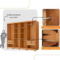 Guarda Roupa Casal Toronto 100% Mdf Moderna Mobília Naturalle Com Pés - 5