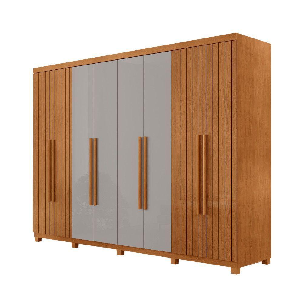 Guarda Roupa Casal Toronto 100% Mdf Moderna Mobília Naturalle/off White Com Pés - 2