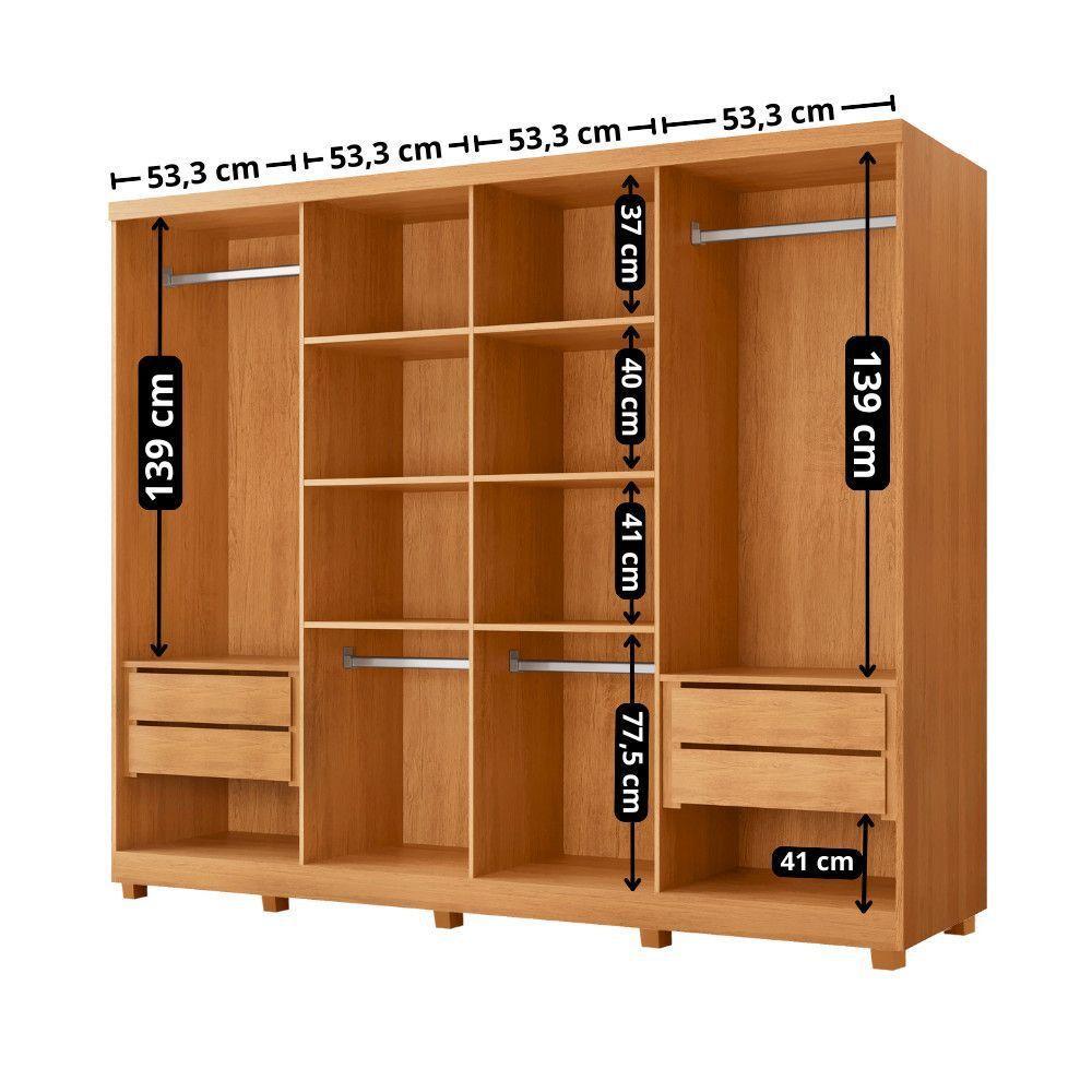 Guarda Roupa Casal Toronto 100% Mdf Moderna Mobília Naturalle/off White Com Pés - 4