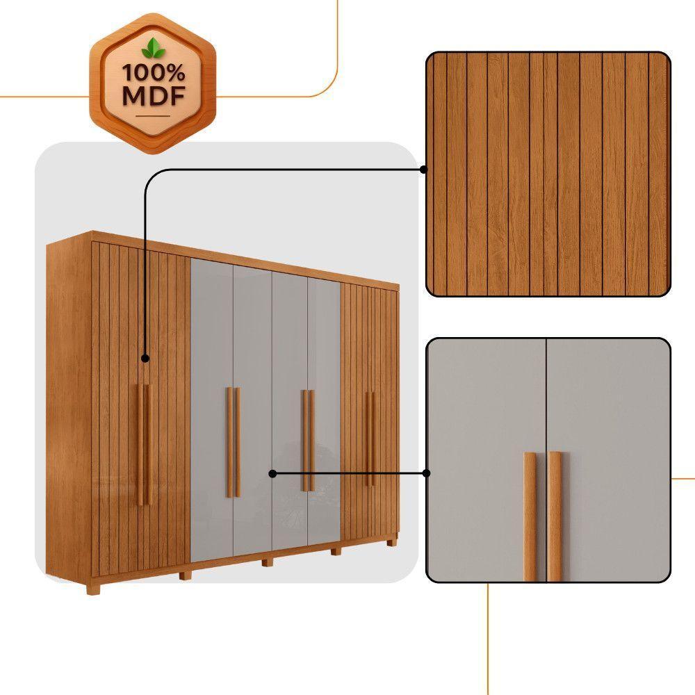 Guarda Roupa Casal Toronto 100% Mdf Moderna Mobília Naturalle/off White Com Pés - 6