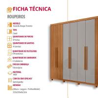 Guarda Roupa Casal Toronto 100% Mdf Moderna Mobília Naturalle/off White Com Pés - 7