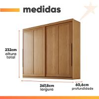 Guarda Roupas Casal 2 Portas De Correr 6 Gavetas Firenze Madeirado - 3