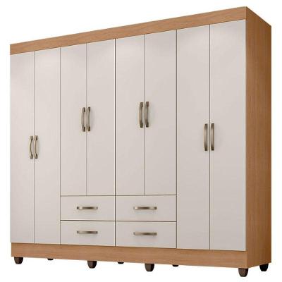 Guarda Roupa Casal Porto 8 Portas Nature Off White - Móveis Leão
