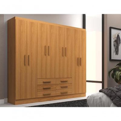 Guarda Roupa Casal Paris 8 Portas 6 Gavetas Cinnamomo MDP Evidência Móveis