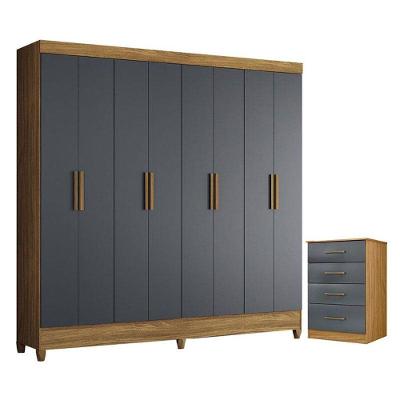 Guarda Roupa Casal Marajó E Cômoda Ms913 Freijó Cinza - Moval