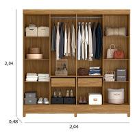 Guarda Roupa Casal Marajó E Cômoda Ms913 Freijó Cinza - Moval - 3