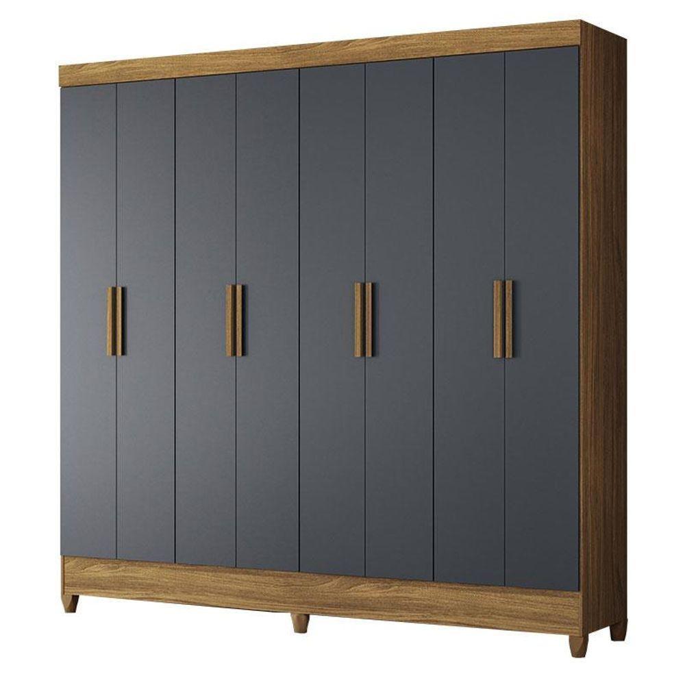 Guarda Roupa Casal Marajó E Cômoda Texas Freijó Cinza - Moval - 2