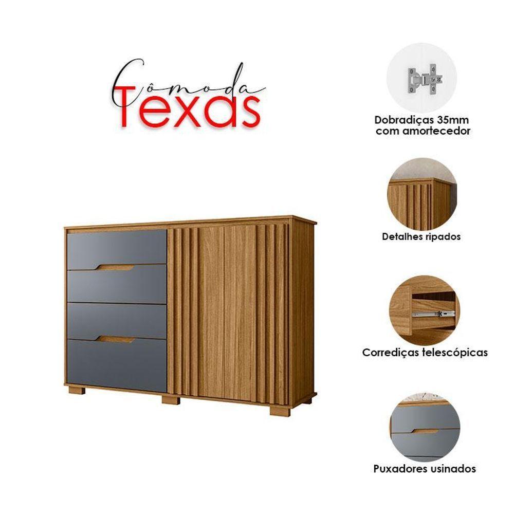 Guarda Roupa Casal Marajó E Cômoda Texas Freijó Cinza - Moval - 5