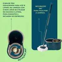 Kit Mop Rotatório Balde 13l Com Cesto Inox E 2 Refis - 3