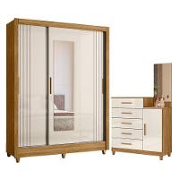 Guarda Roupa Casal Bolívia E Cômoda Lisboa Freijó Off White - Moval - 1