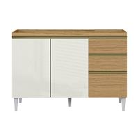 Balcão Cozinha Com Tampo 120cm 3 Portas Paolla A09 - D'rossi Atacama E Off White - 2