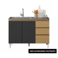 Balcão Cozinha Sem Tampo 120cm Para Pia Paolla Atacama-grafite A09 - D'rossi - 2