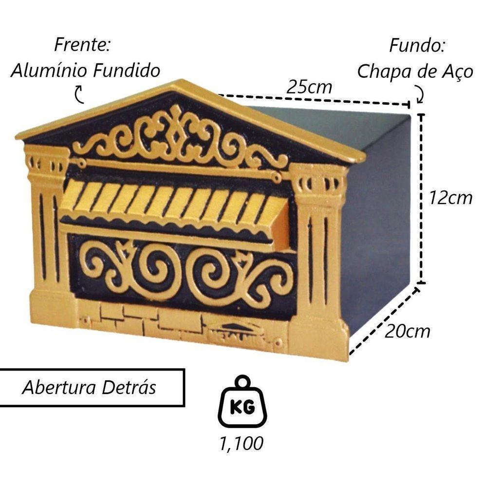 Caixa De Correio Para Cartas Romana Ouro Detras 20x25x12cm - 2