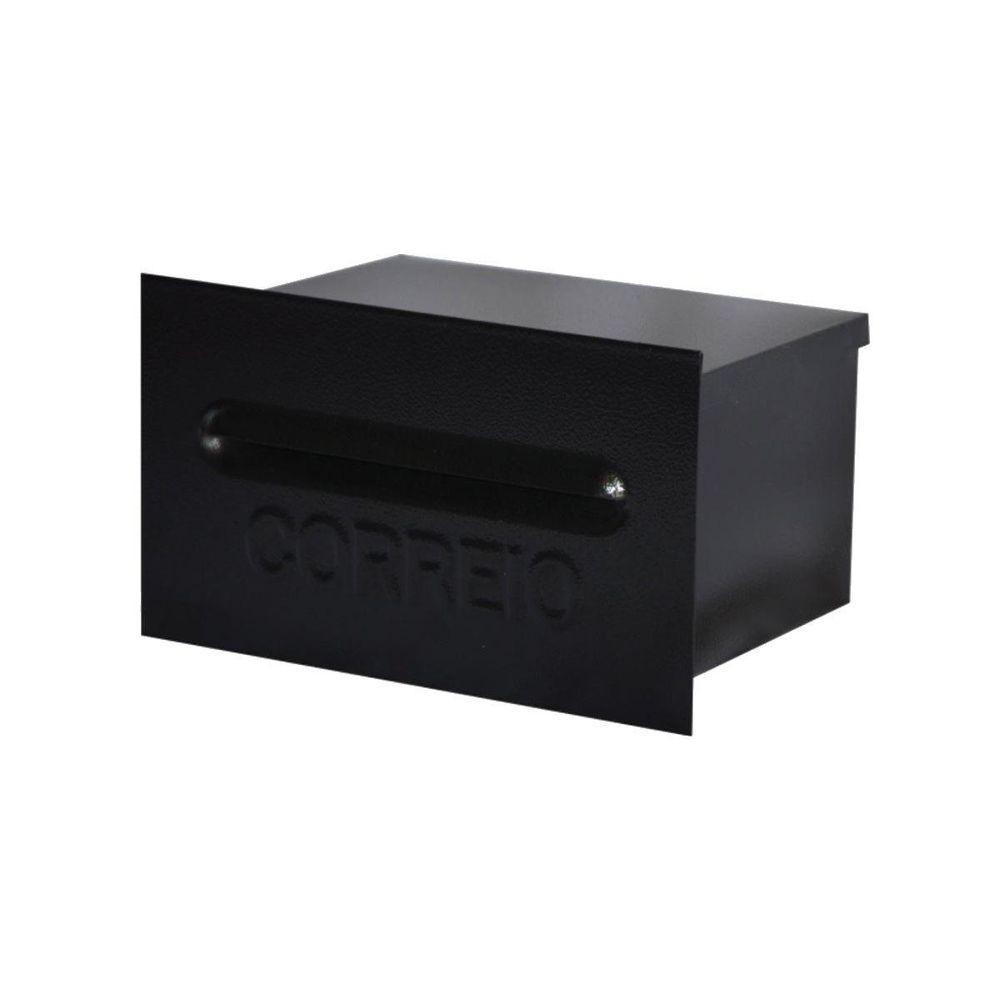 Caixa De Correio Para Cartas Liza Preta Embutir 15x21x12cm - 1