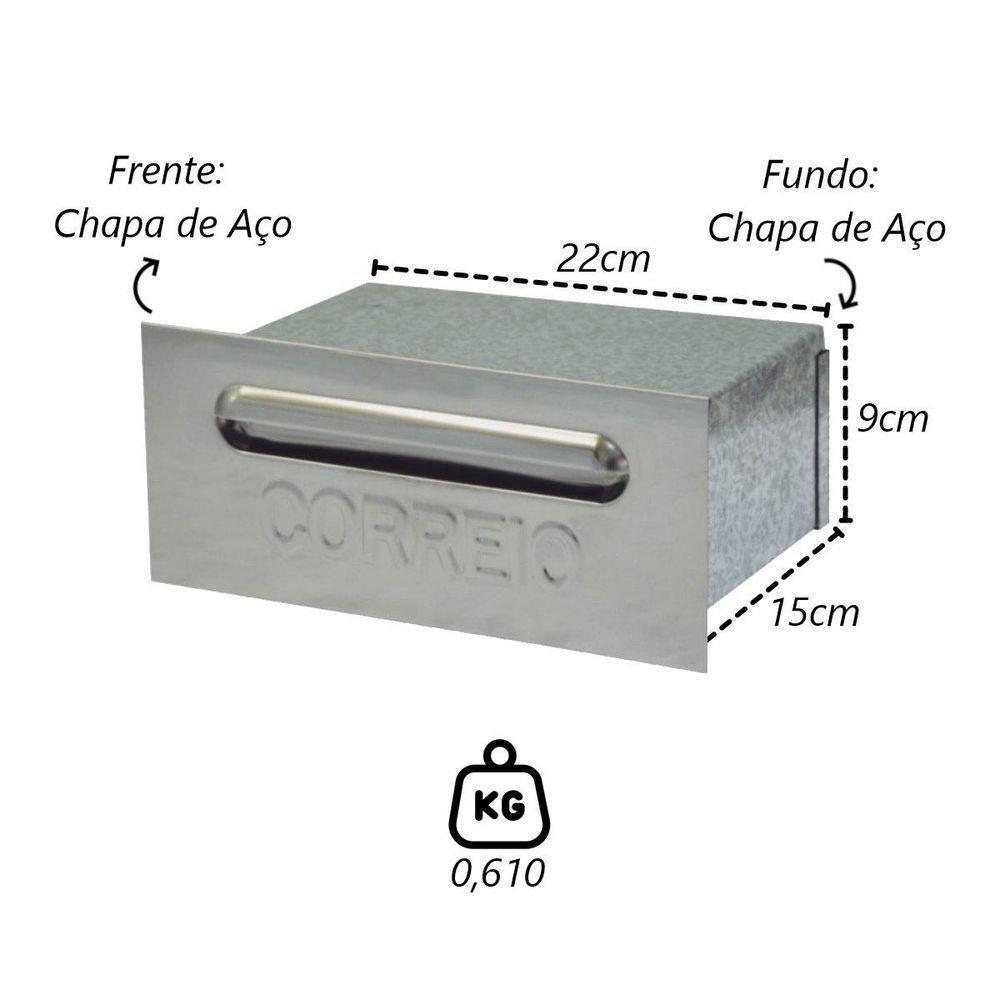 Caixa De Correio Cartas Liza Galvinox Embutir 15x22x9cm - 2