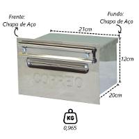 Caixa Correio Cartas Envelope Inox Para Grade 20x21x12cm - 2