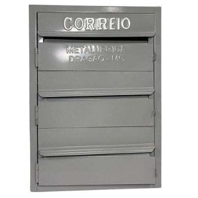 Caixa De Correios Cinza E Preta 3 Módulos Tamanho 15x25x36cm Aço Cinza