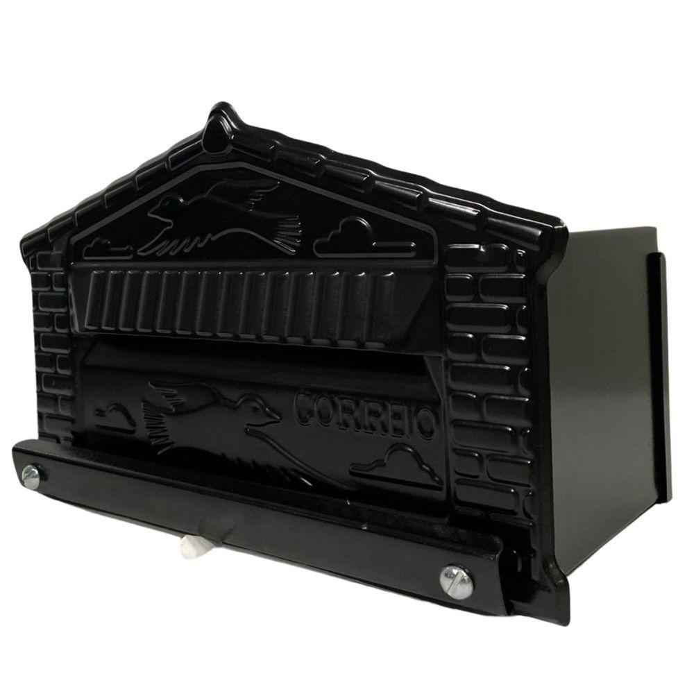 Caixa De Correios Pombinho Preta De Grade Pequena 12x25x12cm Preta - 4