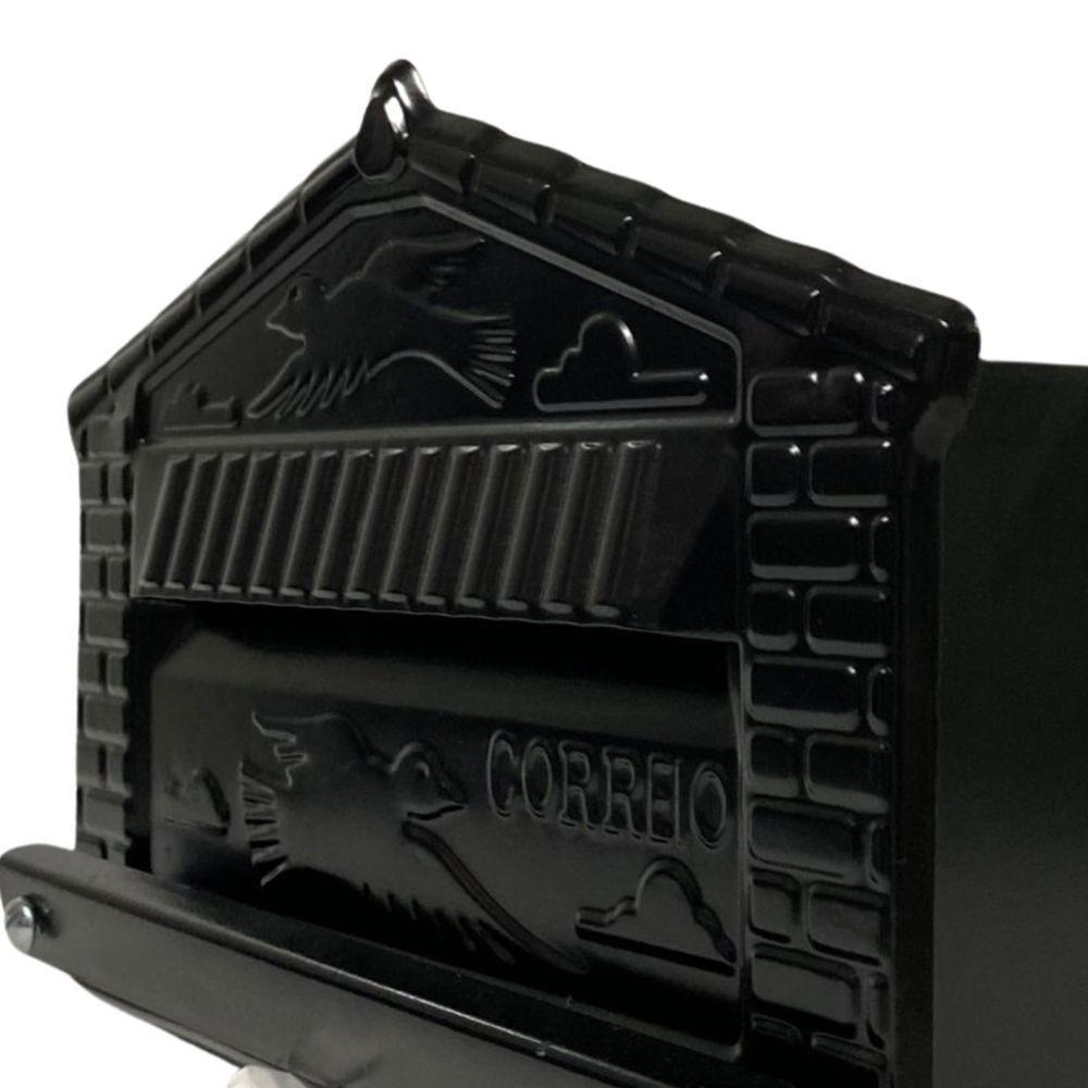 Caixa De Correios Pombinho Preta De Grade Pequena 12x25x12cm Preta - 6