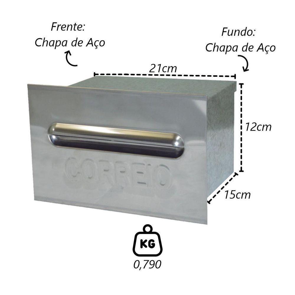 Caixa De Correio Para Cartas Galvinox Embutir 15x21x12cm - 2