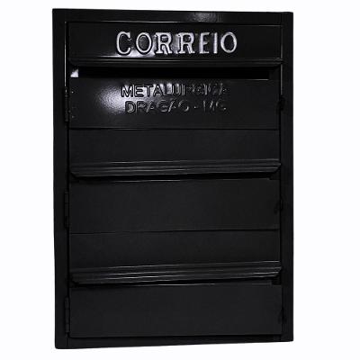 Caixa De Correios Cinza E Preta 3 Módulos Tamanho 15x25x36cm Aço Preto