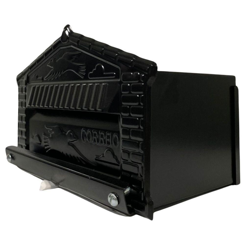 Caixa De Correios Pombinho Preta De Grade Grande 20x25x12cm Preto - 4