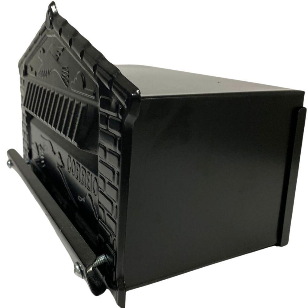 Caixa De Correios Pombinho Preta De Grade Grande 20x25x12cm Preto - 5