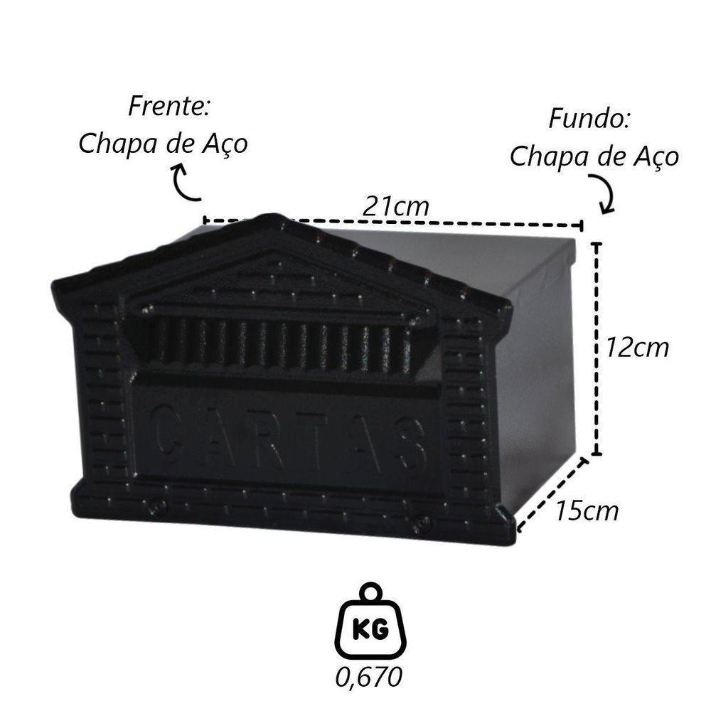 Caixa De Correio Cartas Tijolinho Preta Embutir 15x21x12cm - 2