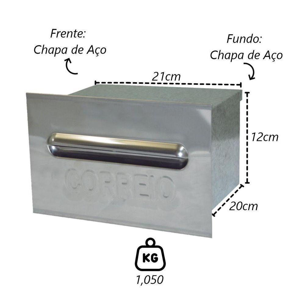 Caixa De Correio Para Cartas Galvinox Embutir 20x21x12cm - 2