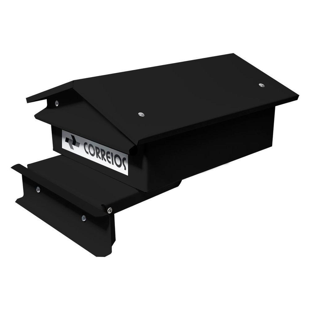 Caixa De Correio Preta Tradicional Suporte Cerca 23 X 17 X 24 Cm - Fp - 1
