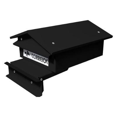 Caixa De Correio Preta Tradicional Suporte Cerca 23 X 17 X 24 Cm - Fp