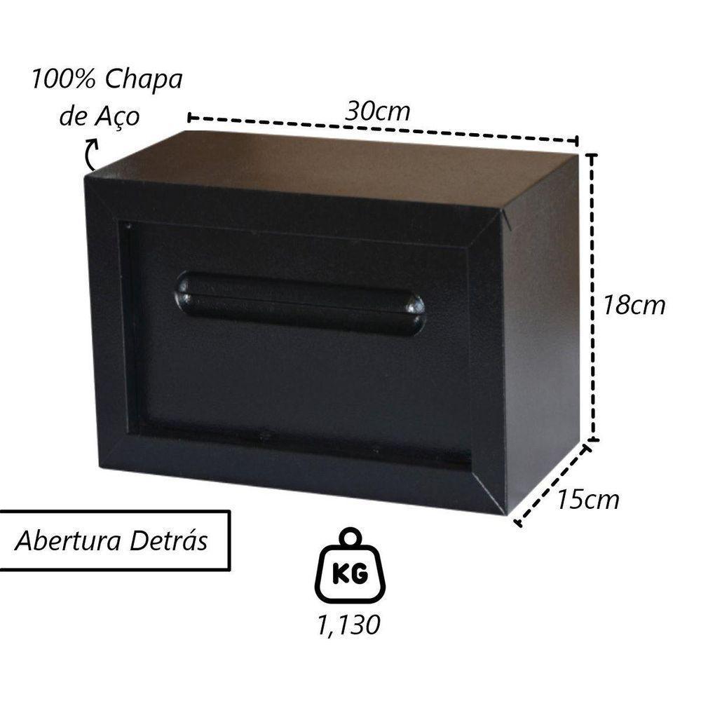 Caixa De Correio Cartas Condomínio Detras Preta 15x30x18cm - 2