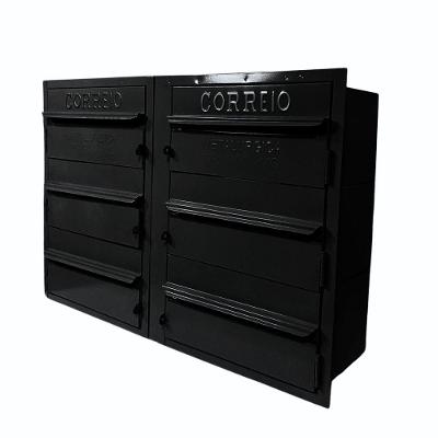 Caixa De Correios Cinza 6 Módulos Tamanho 15x50x36cm Aço Preto